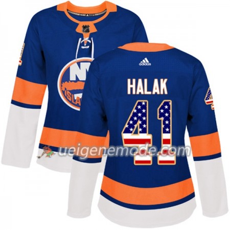 Dame Eishockey New York Islanders Trikot Jaroslav Halak 41 Adidas 2017-2018 Blue USA Flag Fashion Authentic